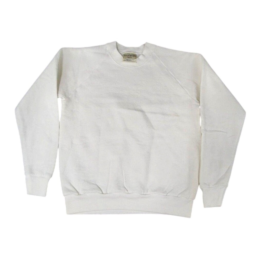 Vntg Fruit Of The Loom Sweatshirt Youth 10-12 White Crewneck Pullover USA Blank